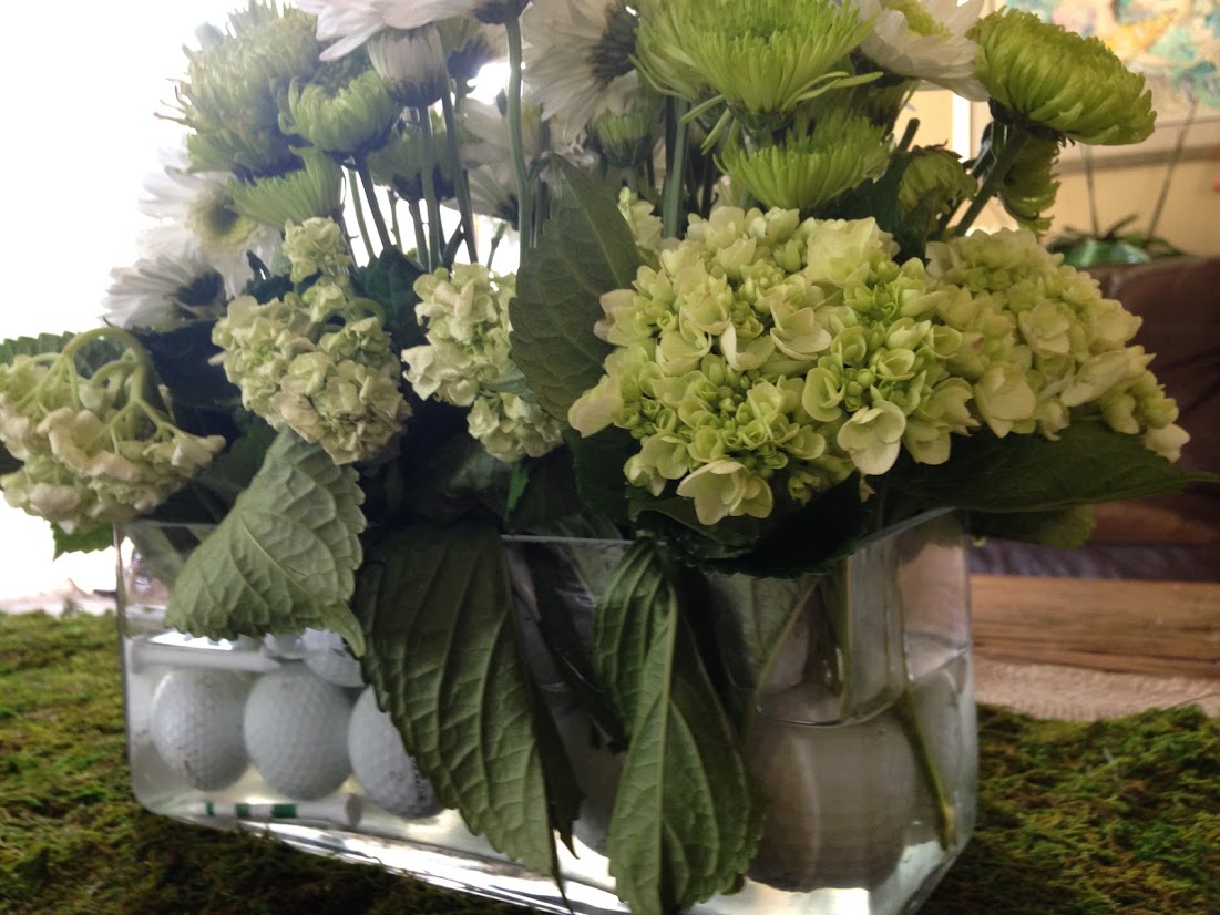 Golf theme flower arrangement