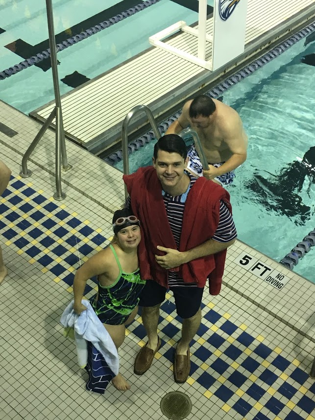 Sammy and Michael at Swimming event for Special Olympics