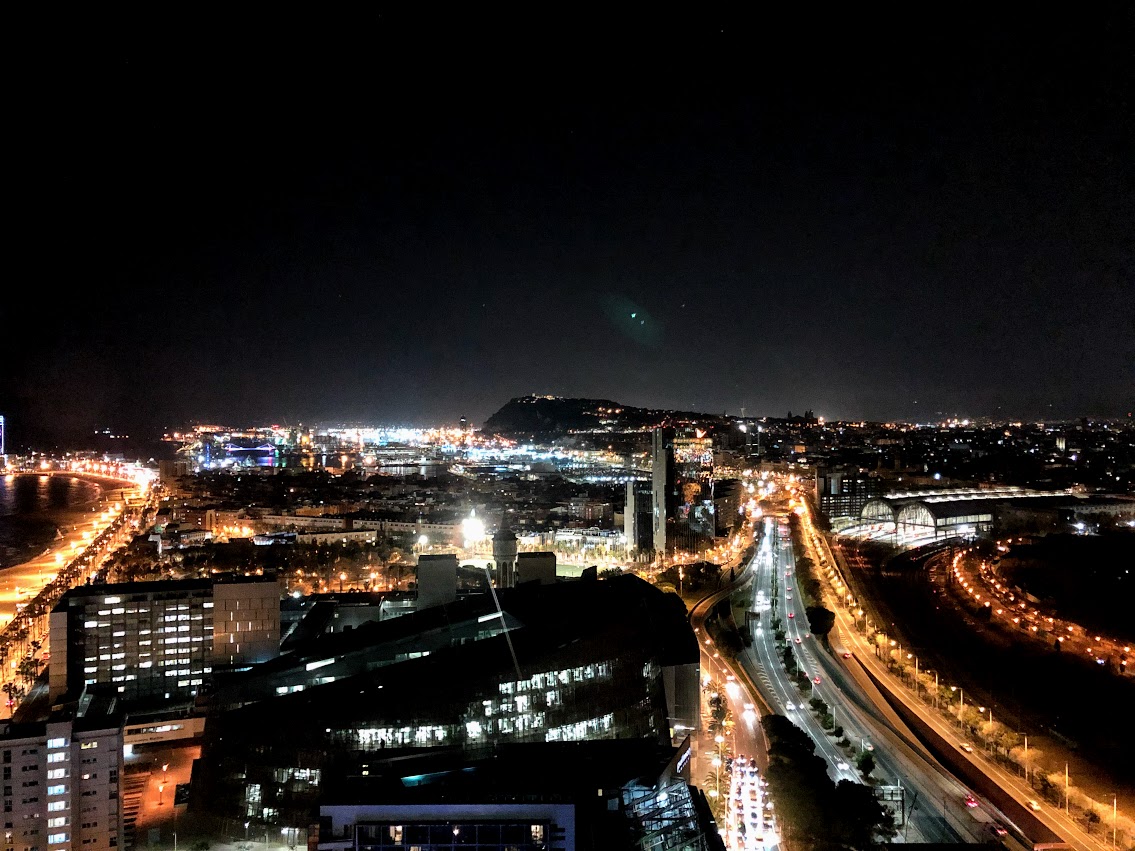 View from Hotel Arts Barcelona at night