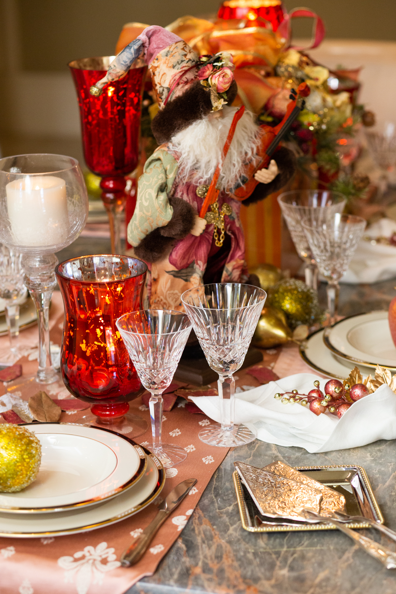 My dining room table with Santa