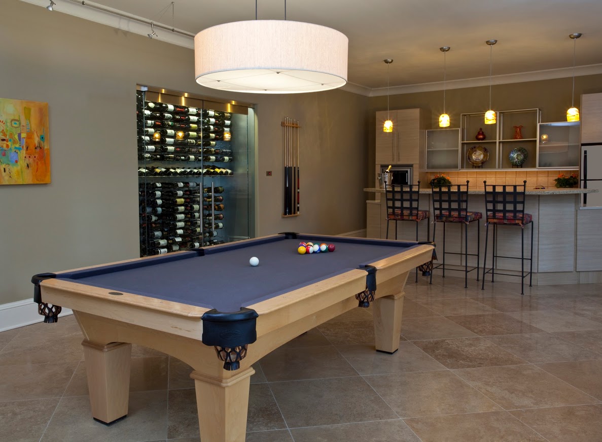 Pool table on the lower level designed by Robin LaMonte