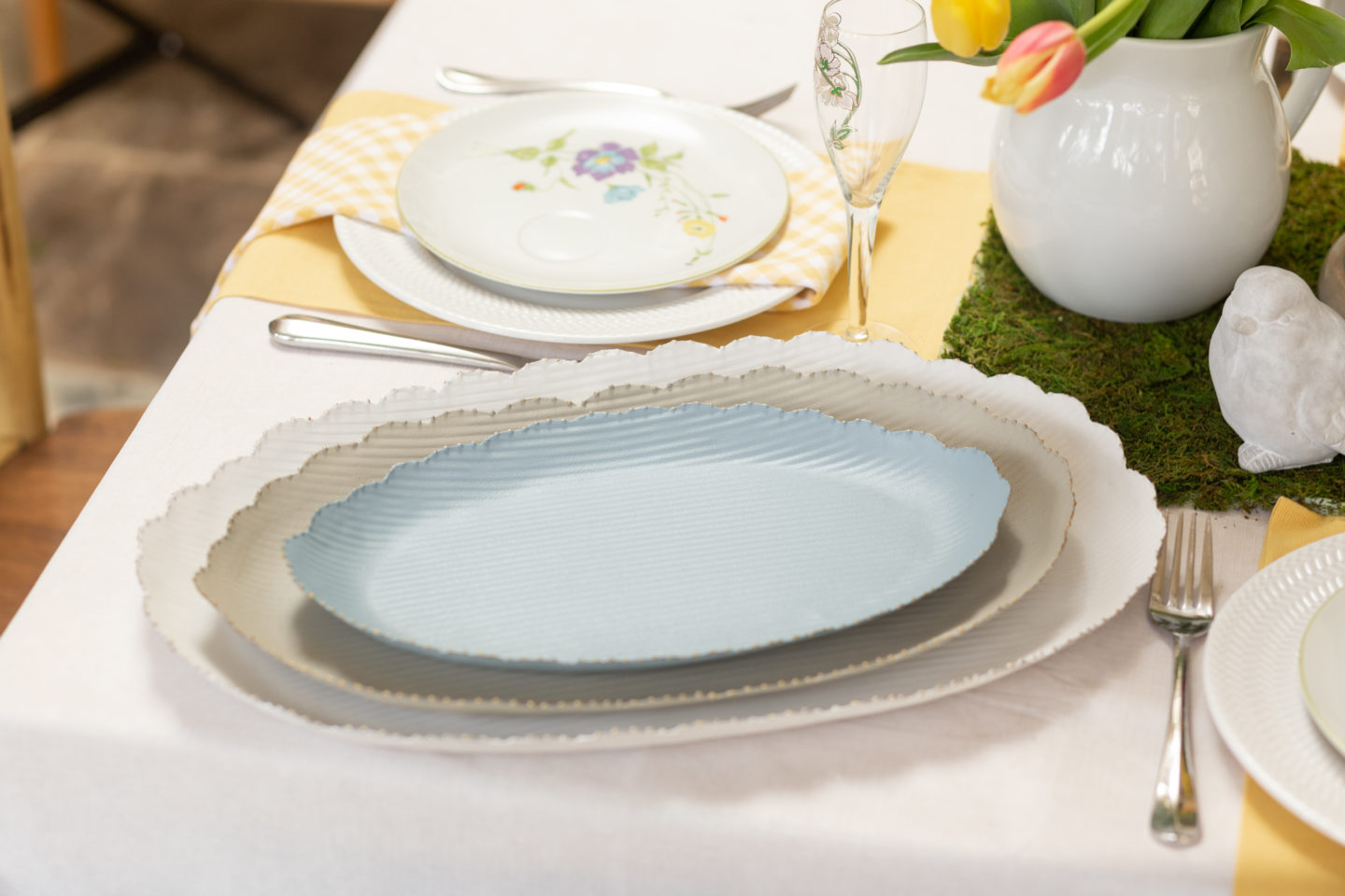 A Spring Table with Mudpie serving platters