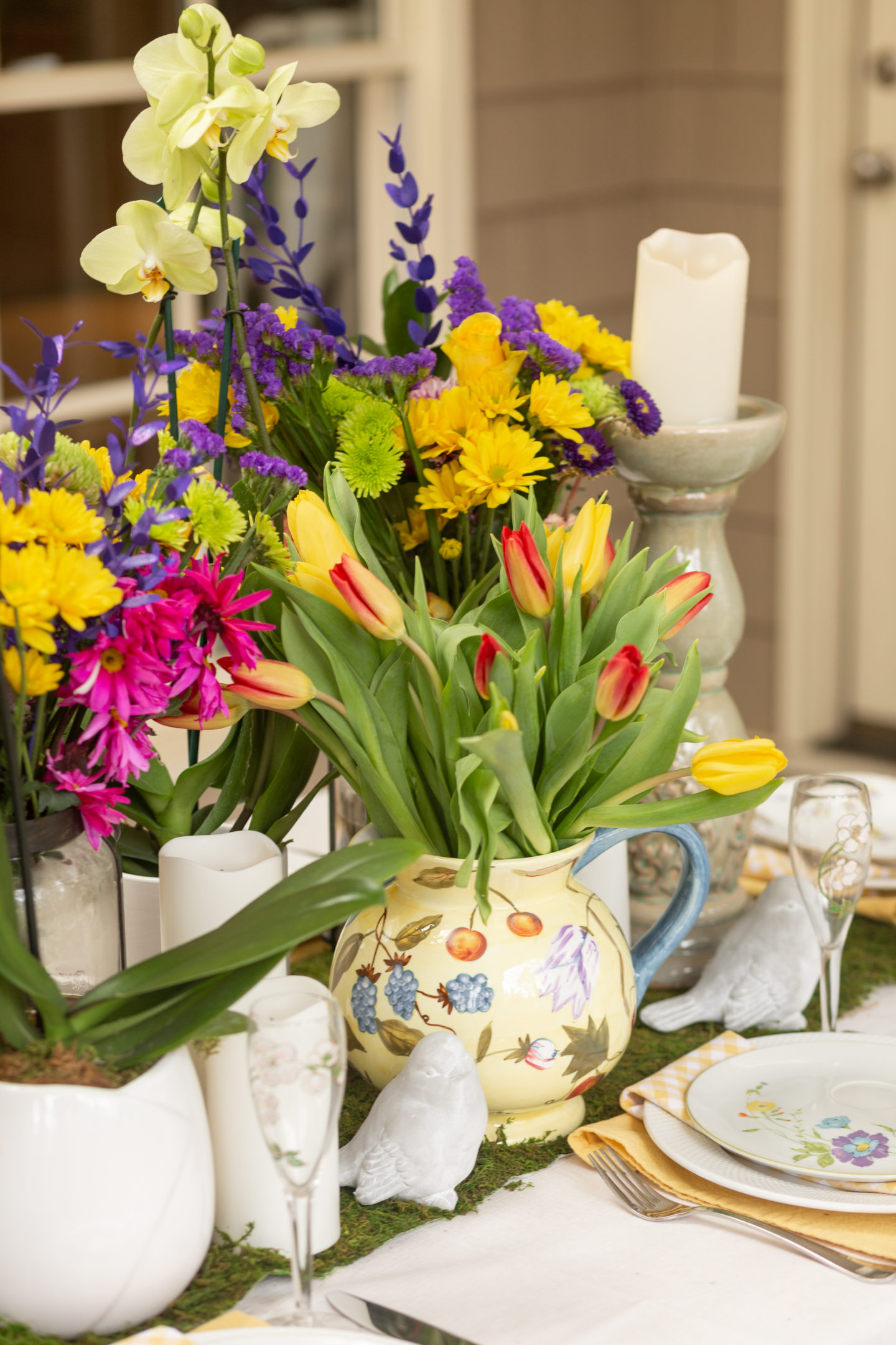 A collected spring table centerpiece
