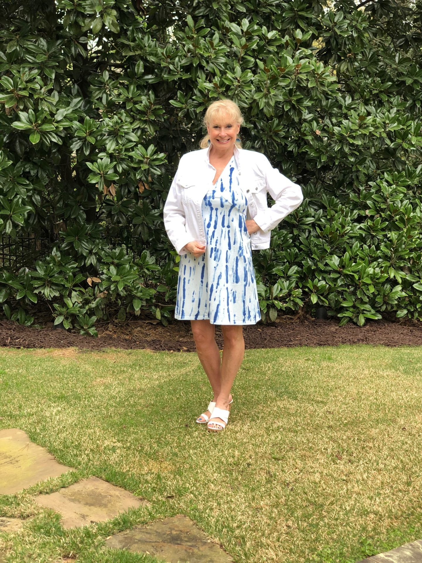 You can wear a denim jacket with your Loreto dress from Peach as an extra layer when the temperature drops.