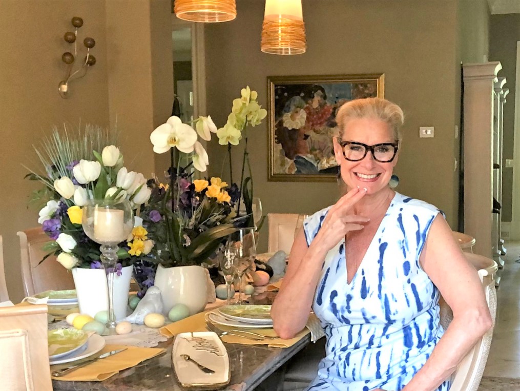 I am wearing the Loreto tie dye dress from Peach for Easter.