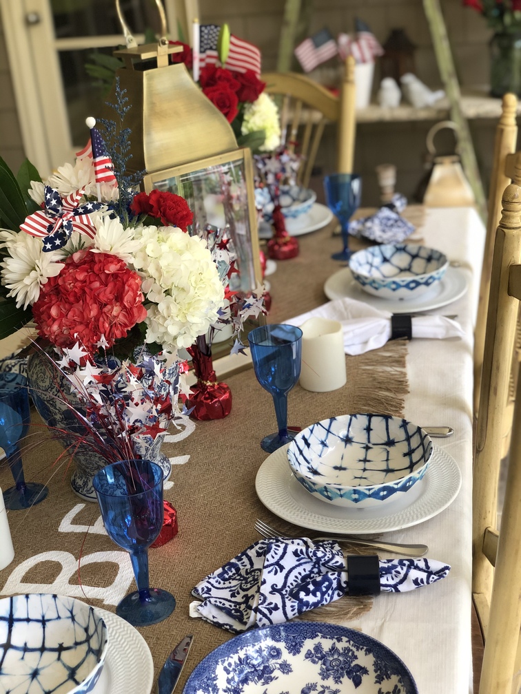 Celebrate with Red, White, and Blue table decorations