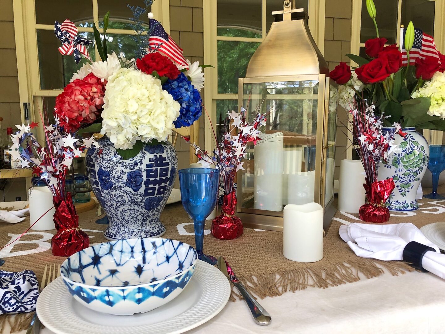 Red, White, and Blue table decorations