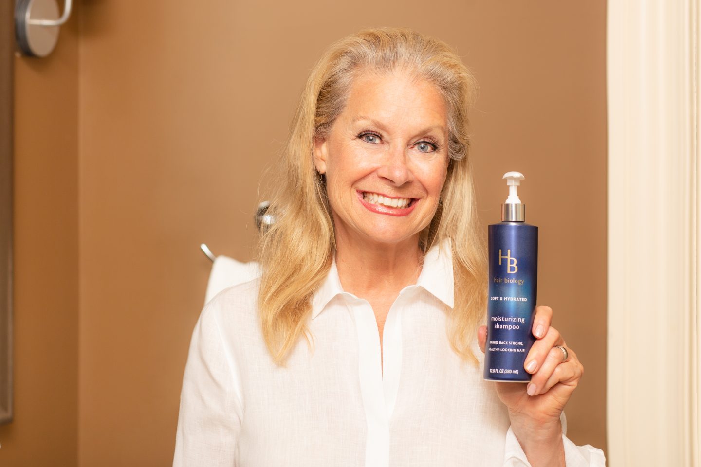 Because my hair is dry and damaged from years of coloring it, I use the Soft & Hydrated Collection from Hair Biology as well as the Argan Oil Taming Serum for my hair.