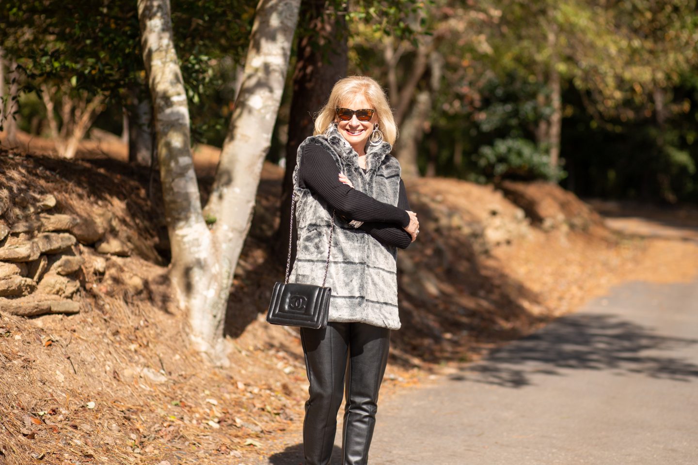 The Galena Vest has a stand-up collar that I love and hook and eye closures. I like the length of the vest and it's so soft!