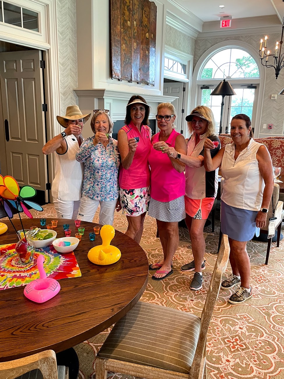 Having tequila shots after playing 9 holes of golf.