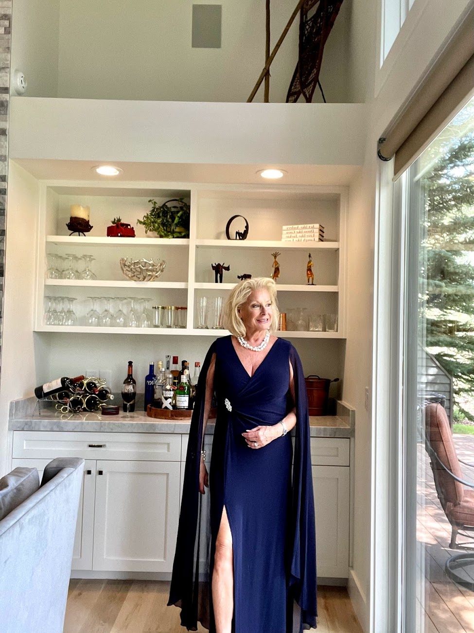 Formal navy chiffon gown from Stein Mart