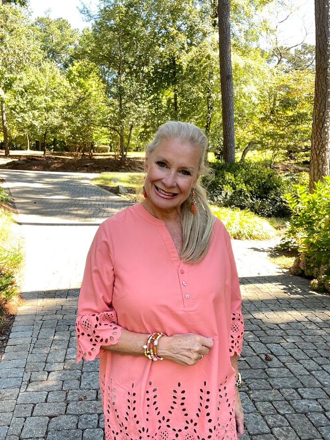 Blair's Fiesta Elbow- Sleeved Eyelet Tunic in Terracotta