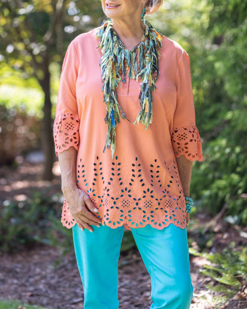 Blair's Fiesta Elbow- Sleeved Eyelet Tunic