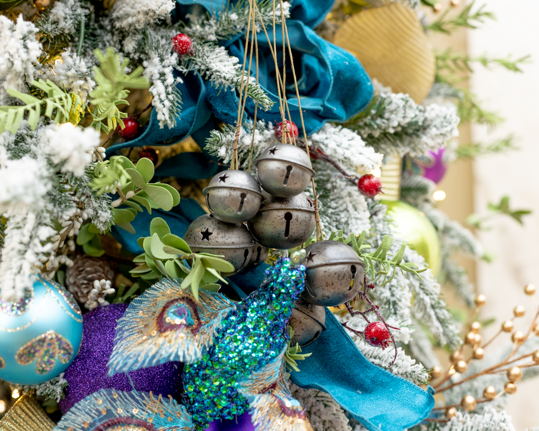 Christmas Tree decorated in jewel tones