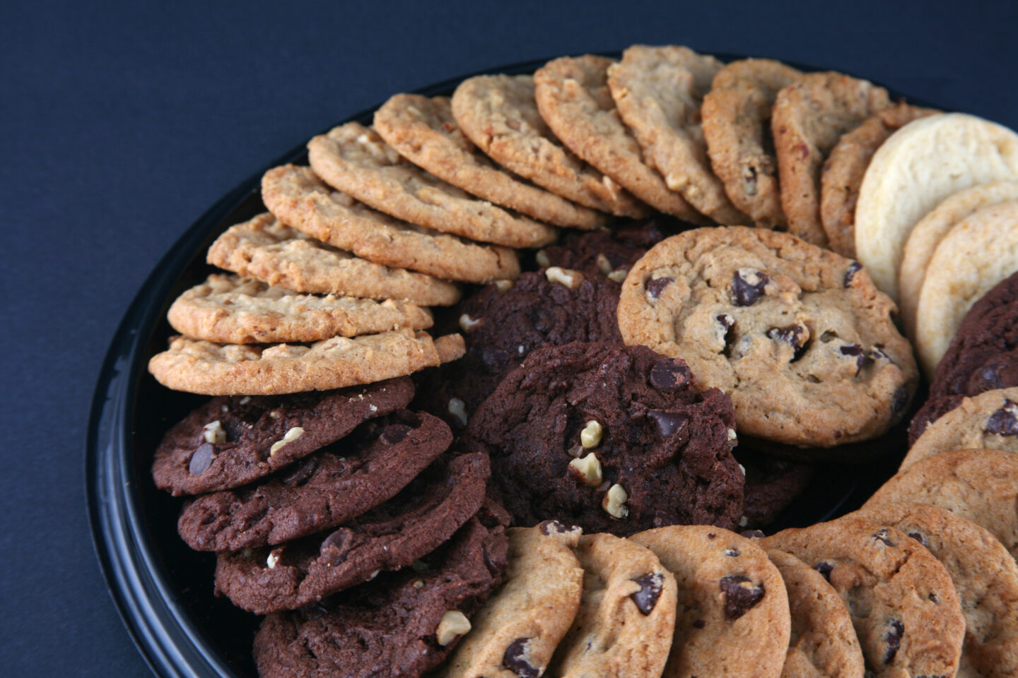 Variety of delicious cookies on a platter