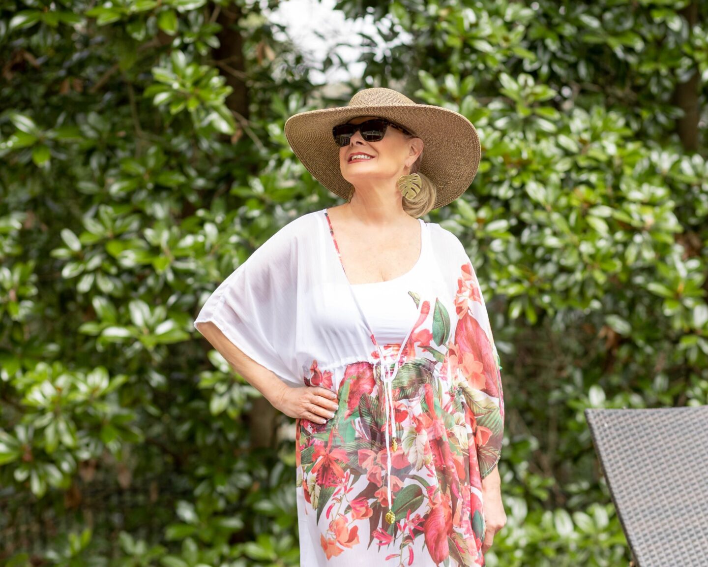 wearing Bleu Rod Beattie Return to Rio coverup by the pool