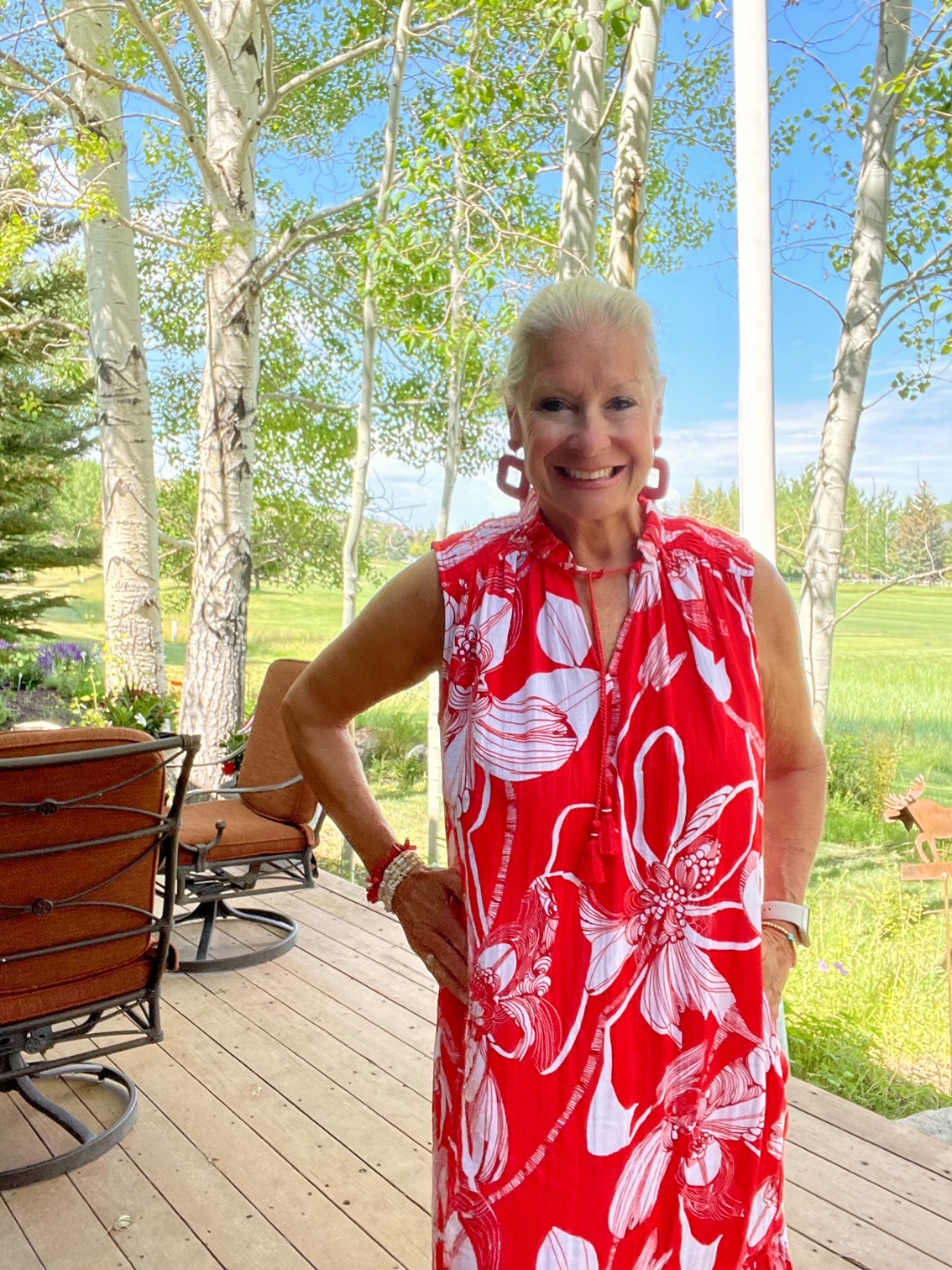 Red and White Floral Maxi Dress for Summer