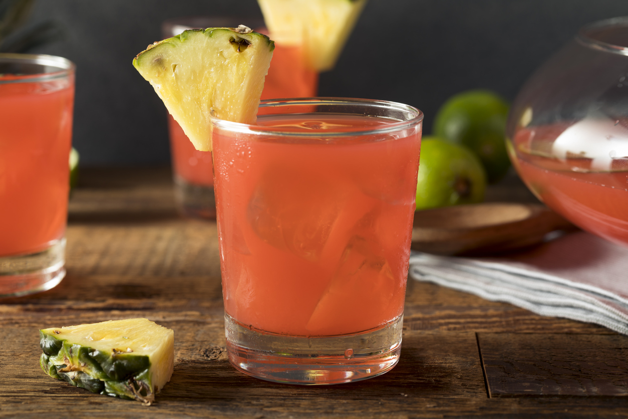 Homemade Jamaican Rum Punch with Lime and Pineapple