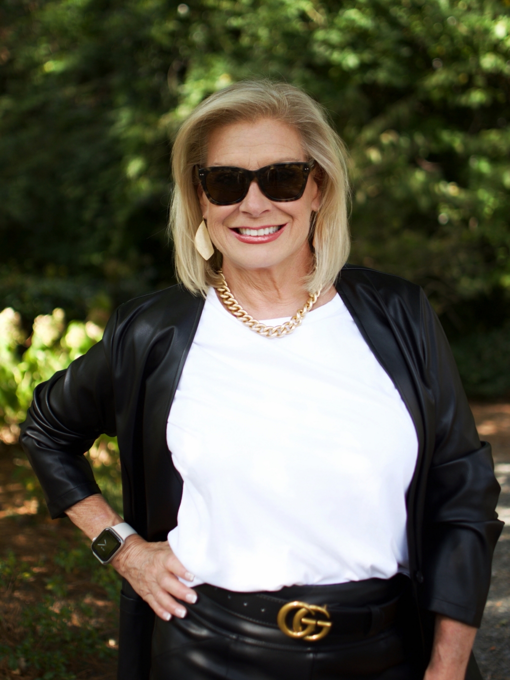 Black faux leather outfit