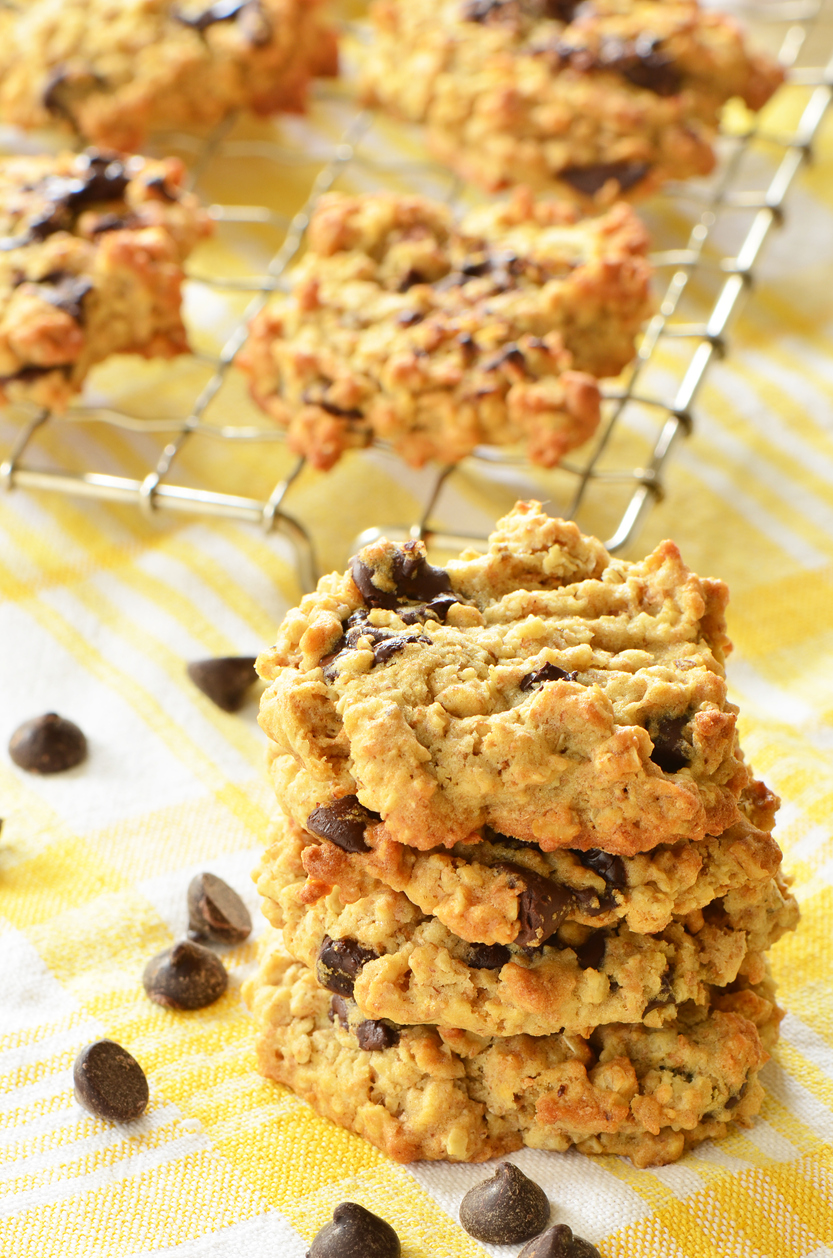 Fresh baked chocolate chip oatmeal cookies 