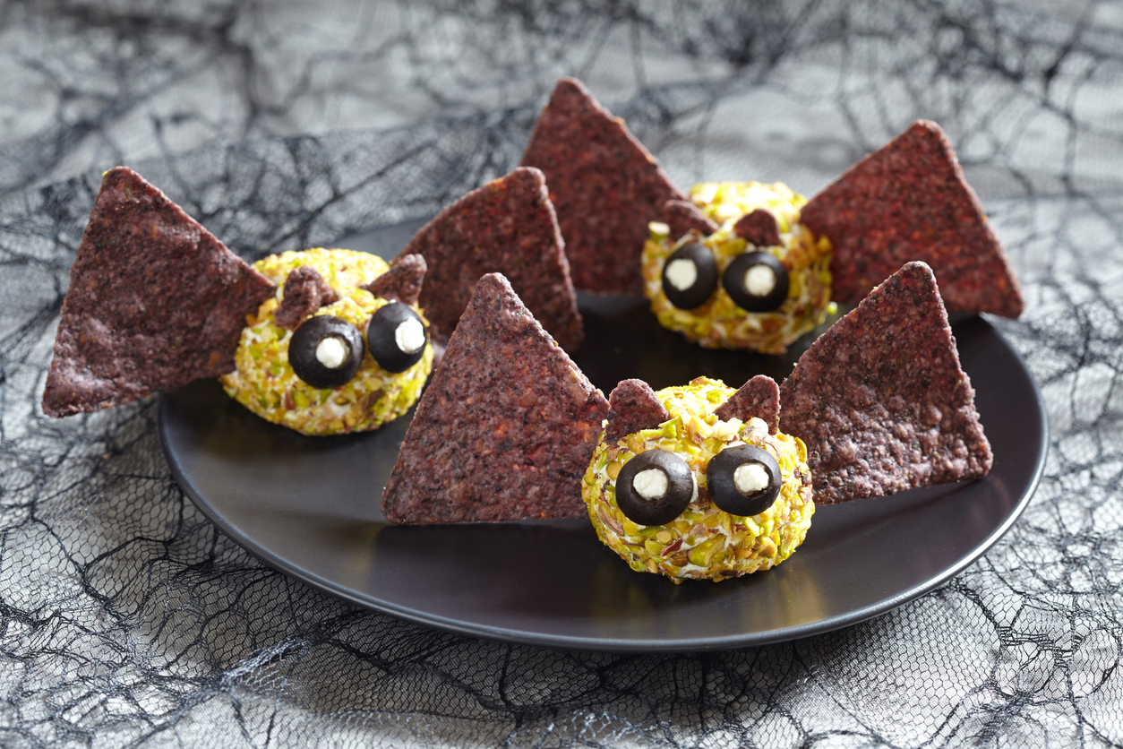 Cute bat cheese ball for Halloween party