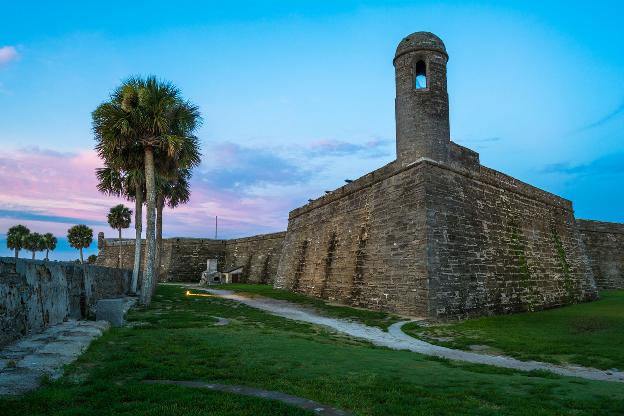 Sunrise at Castillo de San Marcos in Saint Augustine, FL.