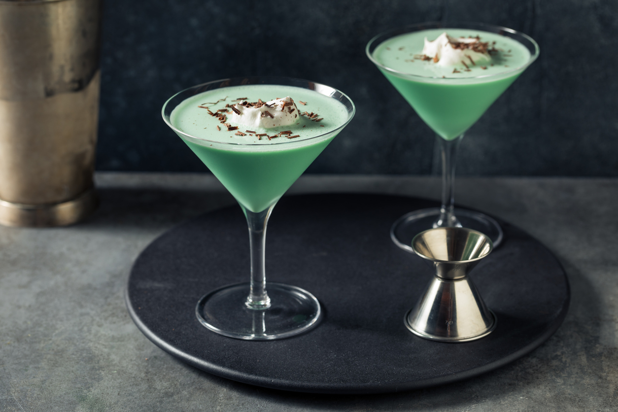 Boozy Frozen Mint Chocolate Chip Martini with Whipped Cream
