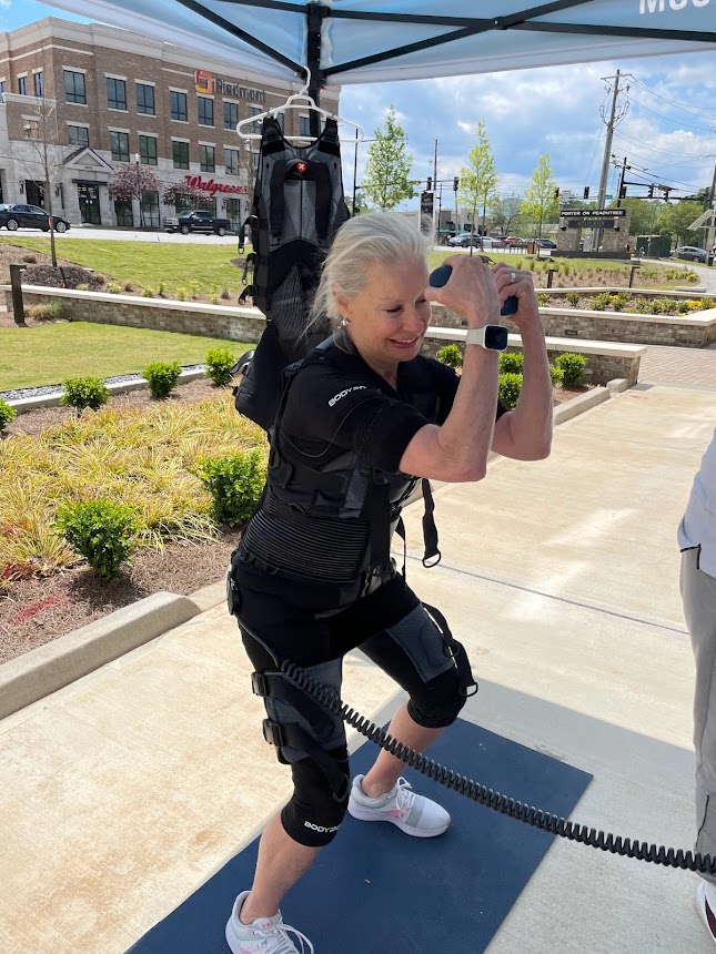 Working out at Body20 in Atlanta. This is a fitness program using electrical muscle stimulation.(EMS) 20 minutes is all you need!